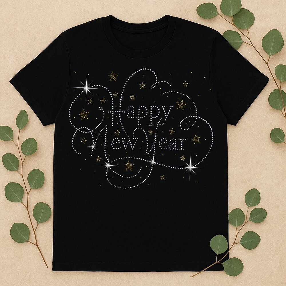🎉 Happy New Year Rhinestone Bling Tee 🎉